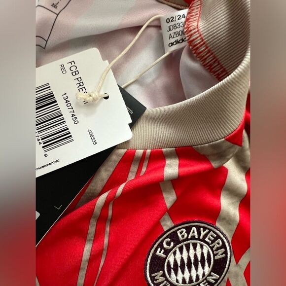 Adidas Bayern Munich FC Pre-Match Training Shirt 24/25 Red Jersey - Picture 6 of 7